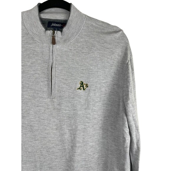 Johnnie O Sweater Mens Large Gray 1/4 Zip Pullover Cotton/Silk Athletic’s MLB - Picture 4 of 11